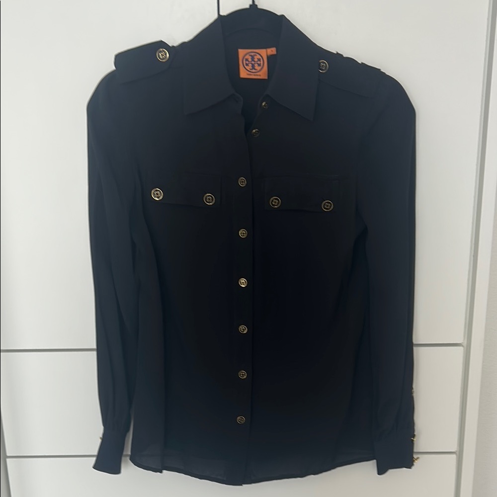 Tory Burch Black Shirt with Gold Accents